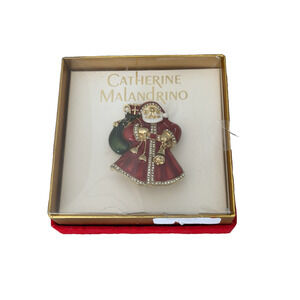 Catherine Malandrino Santa Claus Christmas Pin Brooch New in Box Holiday